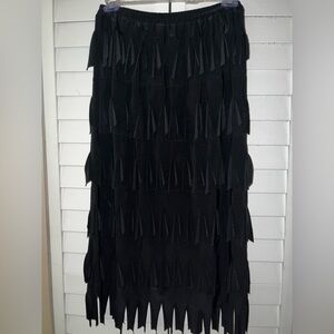 Cachet Black Layered Long Skirt
